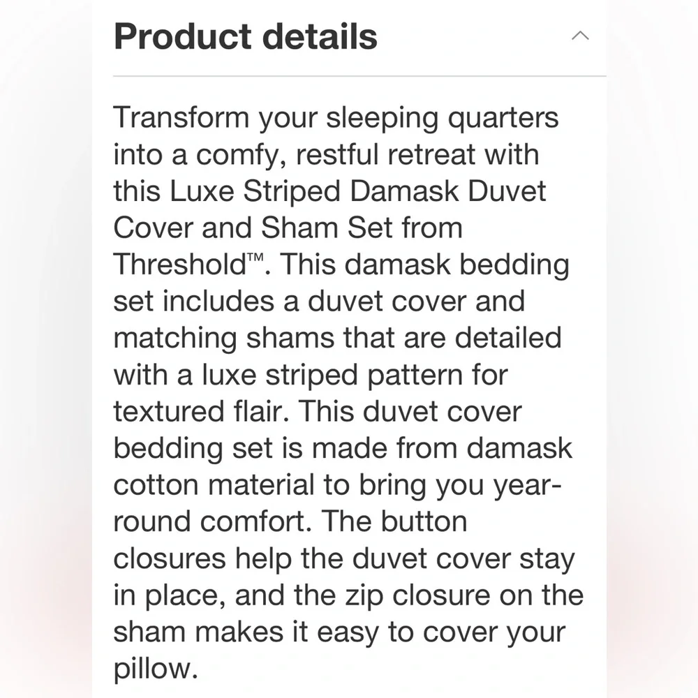 THRESHOLD NWT luxe striped damask duvet cover & sham set -dark teal blue -queen